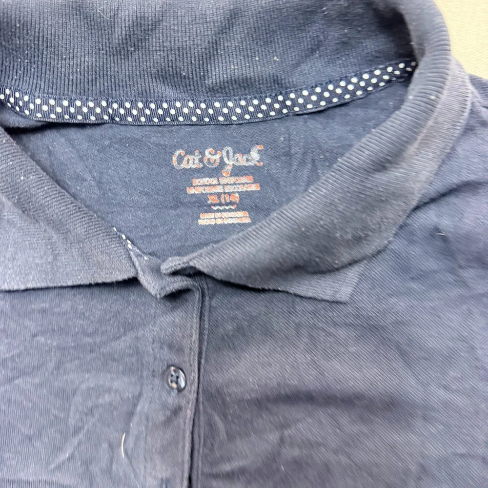 Cat & Jack Polo Shirt Kids Extra Large 14 Navy Blue Excellent School Uniform